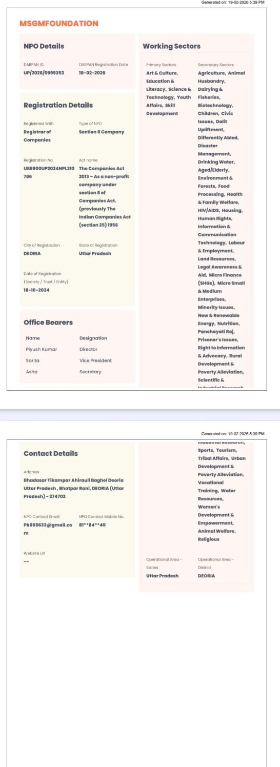Darpan Certificate